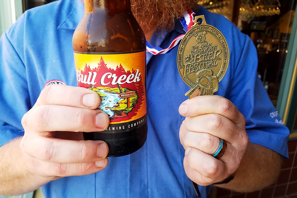 Springfield Brewing Co.’s Bull Creek Brown Ale wins a gold award at the Great American Beer Festival.