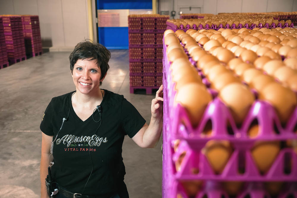 FROM SCRATCH: Tricia Clark oversees 50 employees who move over 1 million eggs through Vital Farms’ new factory each day.