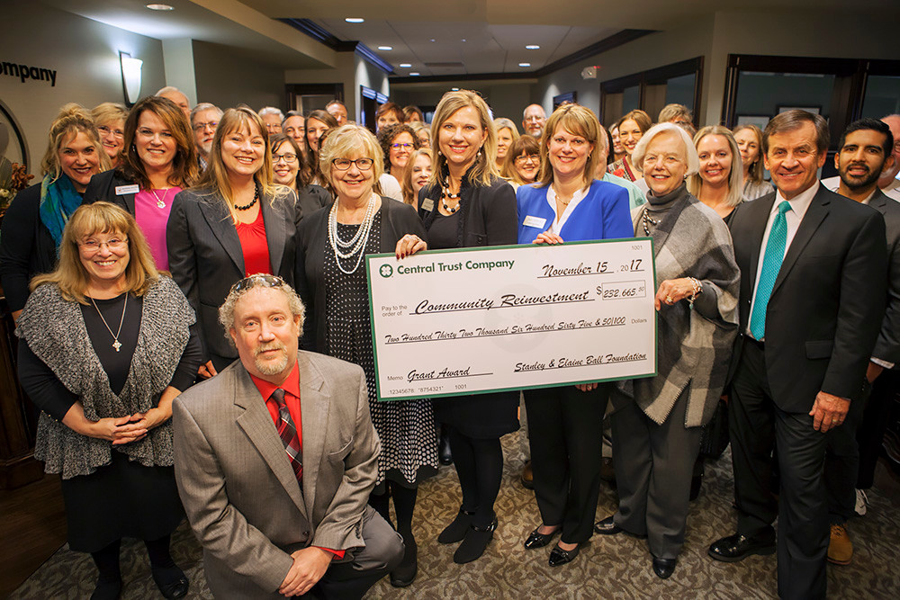 Officials gather to present $232,665 in grants from the Stanley & Elaine Ball Foundation managed by Central Trust Co.