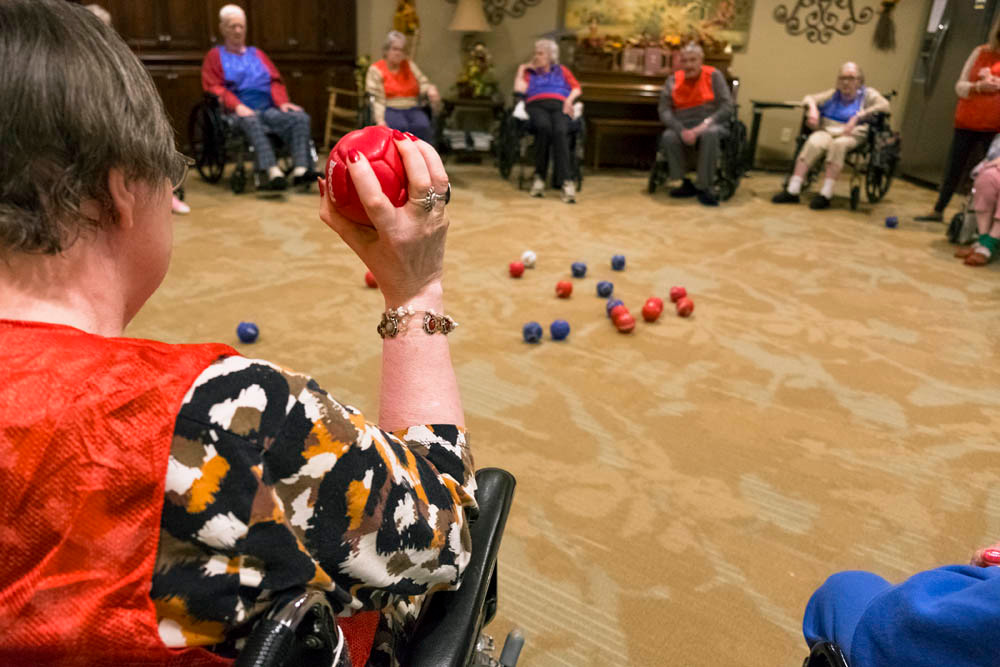 GAME ON: Glendale Gardens Nursing and Rehab teams compete in a friendly game of boccia.