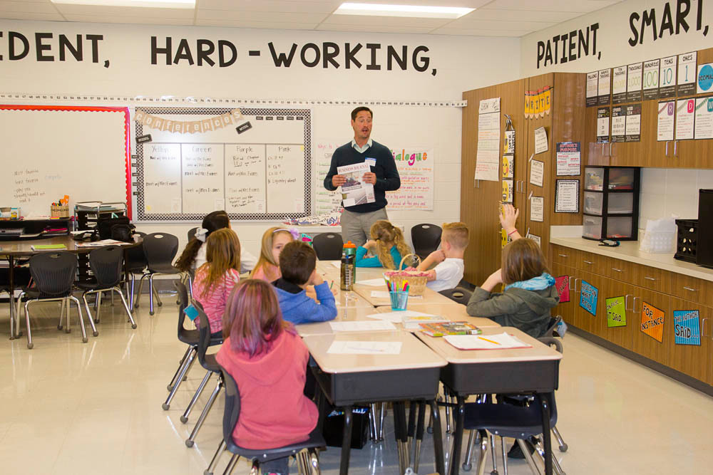 Adopt-A-Class
Springfield Business Journal Associate Publisher Marty Goodnight, above, visits the third-grade Ozark South Elementary class SBJ adopted through an Ozark Chamber of Commerce program connecting businesses and students.