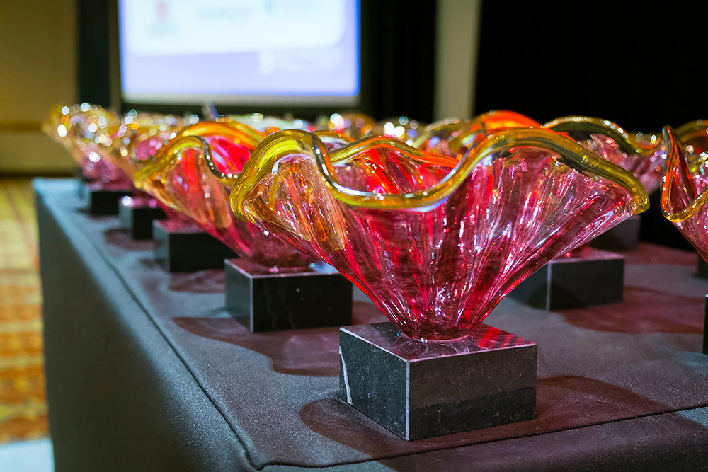 Springfield Hot Glass is the winner of the CVB’s Hospitality Award. The company created awards for Springfield Business Journal’s 2017 Most Influential Women event, above.