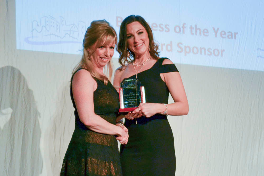Ozark Business of the Year
Marketplace Printing and Design owner Shelly Goessmann, left, accepts the 2017 Business of the Year Award from Andrea Sitzes, executive director of the Ozark Chamber, during the Ozark Community Awards Banquet on Jan. 20.