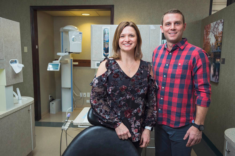 MODERN OFFICE: Drs. Tracy Davis and Nick Matthews, co-owners at Excel Dental in Ozark, purchased $250,000 in new technology in 2017.