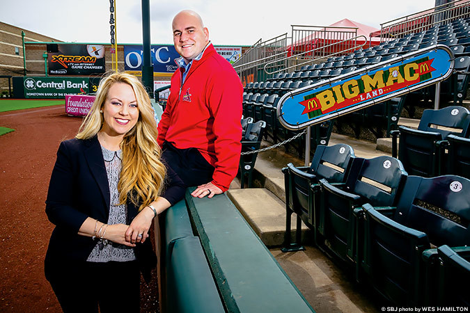BASEBALL AND BURGERS: Dan Reiter of the Springfield Cardinals and Kristen Bergman of McDonald’s of the Ozarks this season are bringing Big Mac Land to Hammons Field.
