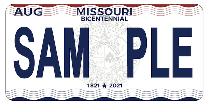 The new Missouri Bicentennial plate is scheduled to replace the current bluebird design in 2019.Graphic provided by REP. GLEN KOLKMEYER’S OFFICE