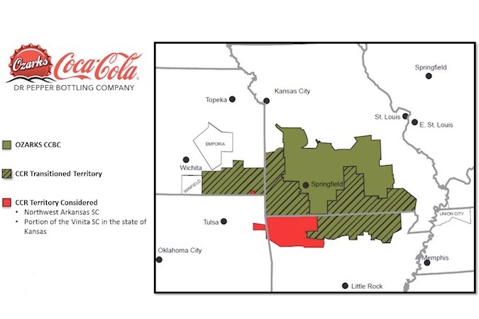 Ozarks Coca-Cola/Dr Pepper Bottling Co. signs a letter of intent to pick up northwest Arkansas and a small area on the Kansas-Oklahoma state line.Graphic provided by OZARKS COCA-COLA