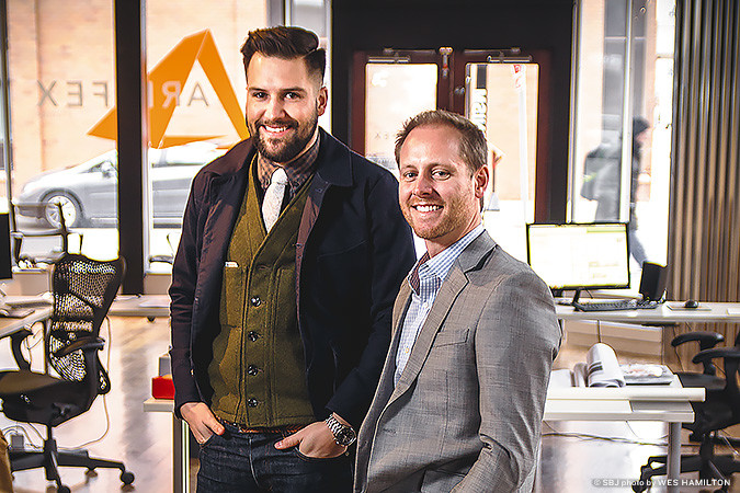 Architecture firm Arkifex Studios LLC relocates to 221 South Ave., the former home of The Creative Foundry. Pictured are Cody Danastasio and Michael Hampton.