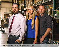 Luke Heisterberg, accounting manager; Emily Church, owner; and Lucas Forrest, information technology officer