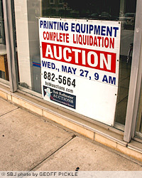 Bob Kollmeier Auctions will liquidate the assets of Downtown Minuteman Press next week to satisfy debts.