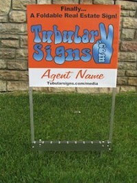 Tubular Signs&rsquo; collapsable sign product is designed for the real estate industry.Photo courtesy TUBULAR SIGNS