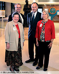 Sister Richard Mary Burke, Mercy Mission Services; Jim Barber, regional vice president of philanthropy, Mercy North Central Communities; Bob Hammerschmidt, board chairman; and Lynda Schibler, vice president of Mission Services, Mercy Springfield Communities