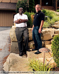 Friends Joe Lomosi and Brian Ranft purchased Creative Outdoor Lighting in 2011. Creating displays like this Lake Springfield home walkway, the duo generated $300,000 in revenue last year.