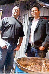 Classic Rock Coffee LLC founder Kent Morrison, left, recently hired Brett Payne as director of franchising operations to lead company expansion plans.