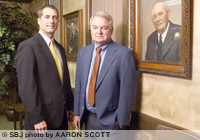 The third- and fourth-generation Douglases, Patrick and Kerry, co-own Douglas, Haun &amp; Heidemann PC, which celebrated its 100th anniversary in early March. Kerry Douglas' grandfather, T.H. Douglas, in the portrait at right, founded the firm in 1912.