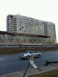 A photo from a Branson tornado Facebook page set up by the University of Missouri Extension shows damage to the Branson Convention Center.