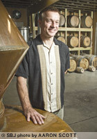 Jim Blansit, owner of Copper Run Distillery in Walnut Shade, often gives tours of his two-year-old plant, which is only the fourth of its kind in Missouri.