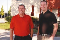 Bruce Swisshelm, left, CEO of Swisshelm Group Inc., and son Joe Swisshelm, chief financial officer, will begin selling San Francisco Oven franchises Sept. 1.