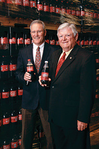 Left, John Schaefer, left Ozarks Coca-Cola/Dr Pepper president and chief operating officer, and Ed Rice, chairman and CEO