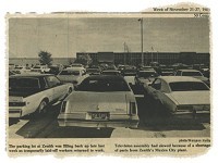 This SBJ photo from Nov. 21, 1983, shows a full lot of cars as laid-off Zenith workers returned to work. In 1991, Zenith sent 1,500 local jobs to Mexico.