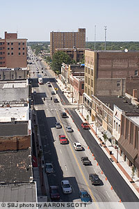 The rooftop of Joplin City Hall provides a bird's-eye view of downtown revitalization. The City Hall building was renovated from a Newman's department store.