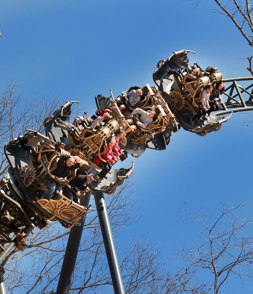 Guests ride Time Traveler during the March 13 sneak peek.