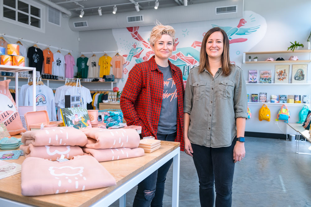 HOME BASE: Summer Trottier, left, and Brittany Bilyeu have set up shop in Galloway Creek for Culture Flock’s first storefront.