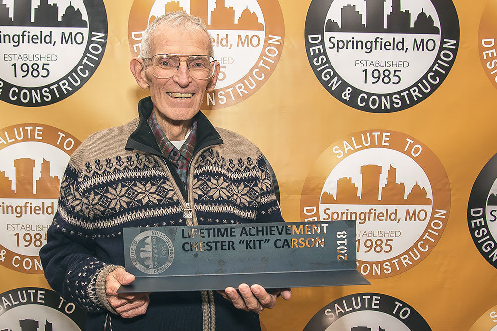 Kit Carson accepts Lifetime Achievement honors from the Salute to Design and Construction Council in November 2018.