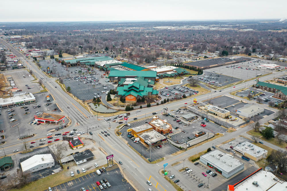 BIRD’S EYE VIEW: The Bass Pro campus at Campbell Avenue and Sunshine Street is the focus of a feasibility study, which recommends a 100,000-square-foot convention center and three hotels in the vicinity.