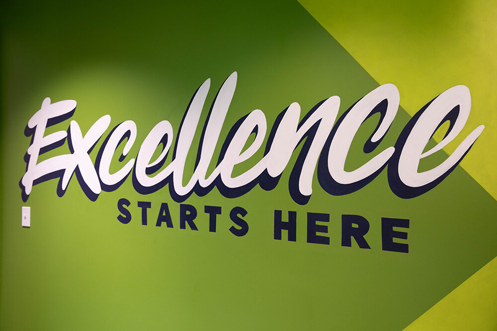 Value in Vision: The bank hired Springfield visual artist Meg Wagler to paint a pair of murals in the building – both of which have the message “Excellence Starts Here” but in different color schemes. “One of our core values is excellence,” Director of Marketing Ryan Bowling says. “It’s a daily reminder.”