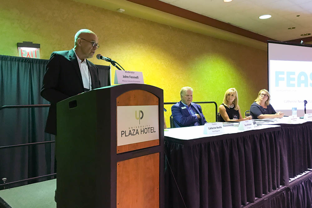 Missouri Press in SGFUniversity of Missouri instructor John Fennell moderates a panel discussion with magazine publishers Gary Whitaker, Missy Pinkel and Jennifer Hall at the MPA conference.