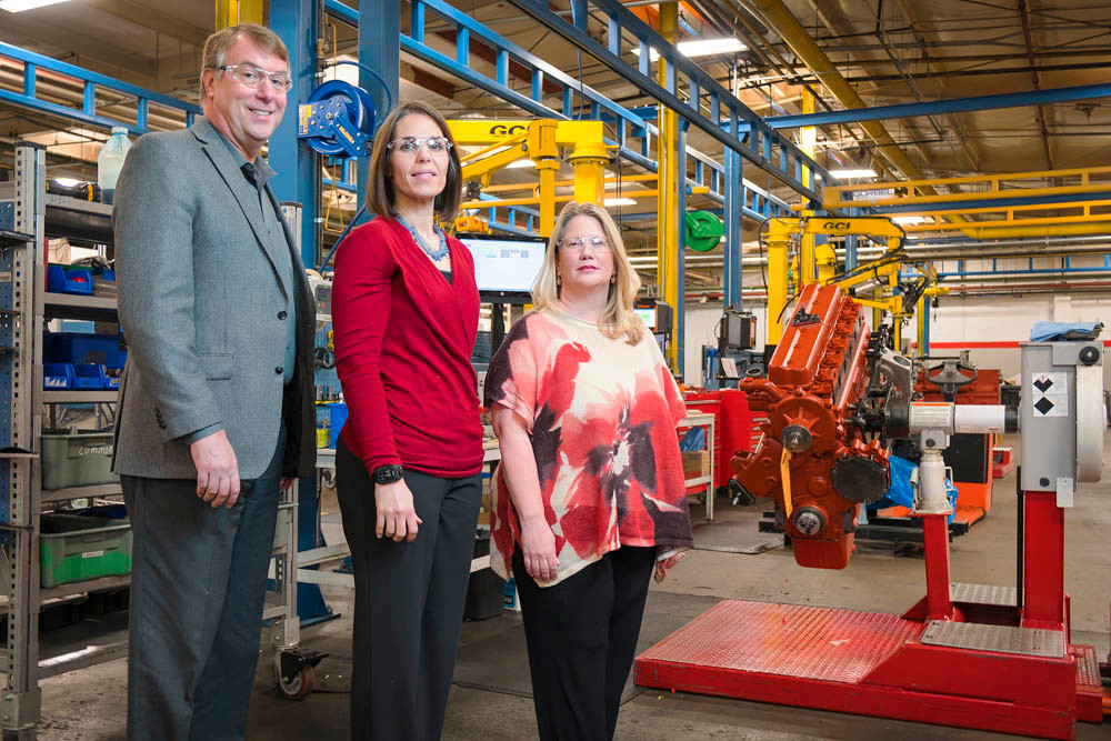 4M AND COUNTING: From left, Bruce Krueger, Denice Rankin and Candida Deckard work to ensure a safe environment at the company’s northwest Springfield plant.