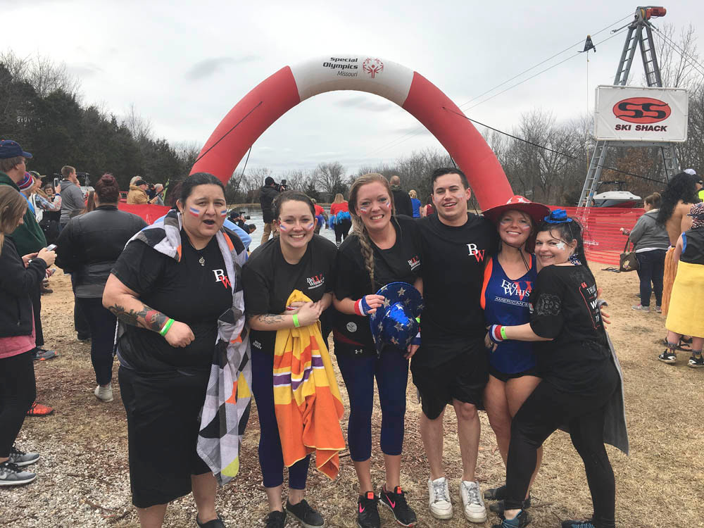 Whiskey on Ice
Big Whiskey’s American Restaurant & Bar team members pose after partaking in the 2018 Polar Plunge at The Ski Shack to benefit Special Olympics of Missouri. The team raised $850 as part of its 2018 Community Giveback Mission.