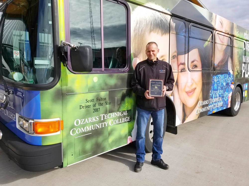 Nice Driving
Scott Fulton is 2017 Driver of the Year for the City Utilities Transit Department. A CU driver for the past seven years, he received the honor by unanimous committee vote.