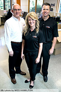 Dave Sharon, senior account manager; Leslie Lindeberg, office manager; and Doug Pitt, co-owner