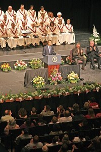 President Obama addresses a crowd in Joplin during a memorial service at Missouri Southern State University's Taylor Performing Arts Center.Click here for more photos.