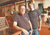 Terry Bloodworth and son Gabriel Bloodworth work side-by-side at Springfield Hot Glass. The elder Bloodworth opened the studio in 2003 and is grooming Gabriel as his successor.