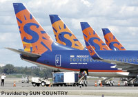 Sun Country Airlines is one of two airlines flying commercial flights from Branson Airport. The Minnesota-based airline flies to Minneapolis and Dallas.