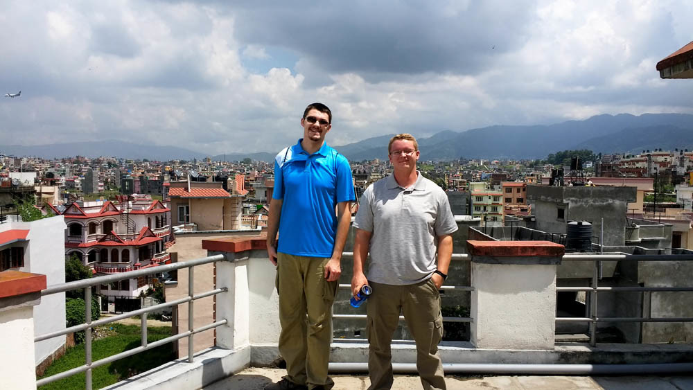 International Impact
College of the Ozarks engineering students Keaton Reich, far left, and Matthew Jones stand in Nepal, where they interned with Envision Builders Pvt. Ltd. during the fall 2017 semester. Their main task during the internship was designing a portable, smokeless stove to combat the country’s lung disease problem.