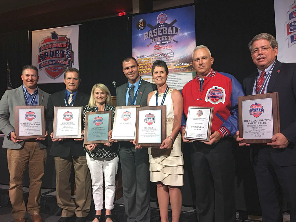 Sports Legends
Above, part of the Diamond 9 is recognized by the Missouri Sports Hall of Fame. It’s made up of former high school, college and pro ball players.