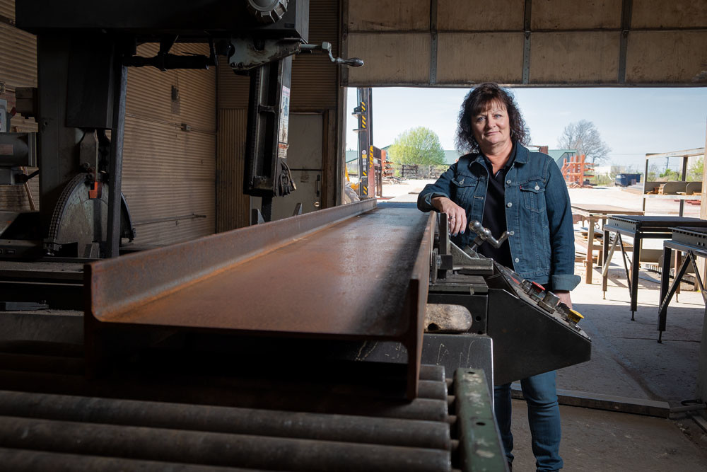 TARIFF WOES: Dianne Devore, owner of Design Fabrication Inc., says she was caught off guard as the cost of steel has increased about 40 percent on average from last year.