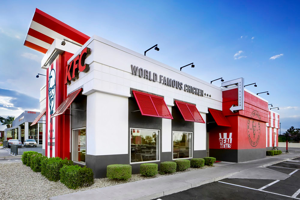 Kentucky Fried Chicken is opening a restaurant similar to the one pictured above featuring its new “American showman” design.