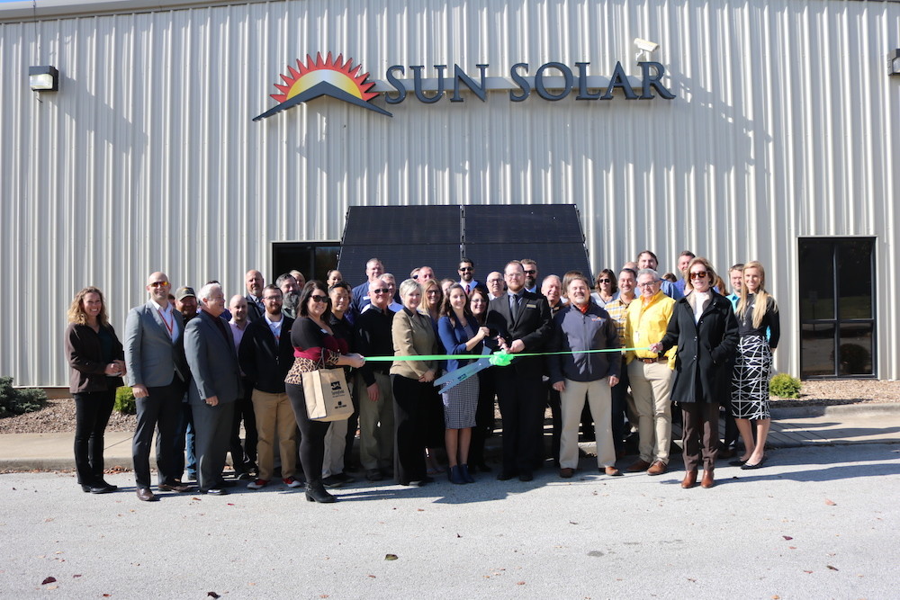 Sun Solar and Springfield Area Chamber of Commerce officials host a ribbon-cutting ceremony.
