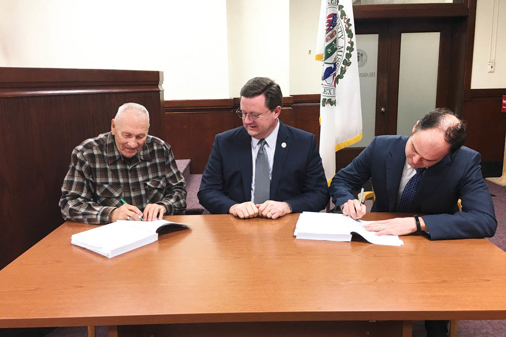 Expense Report
The Greene County Commission on Jan. 30 adopts a $197 million budget for fiscal 2019. Commissioners, from left, Harold Bengsch, Bob Dixon and John Russell give the stamp of approval to an expense list that’s roughly 22 percent higher than the 2018 budget. Nearly $20 million is earmarked for the county’s new operations center, court renovations and planned jail construction.