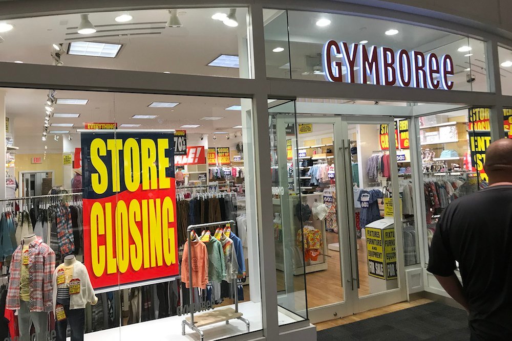 Gymboree is closing its mall store after filing for bankruptcy.