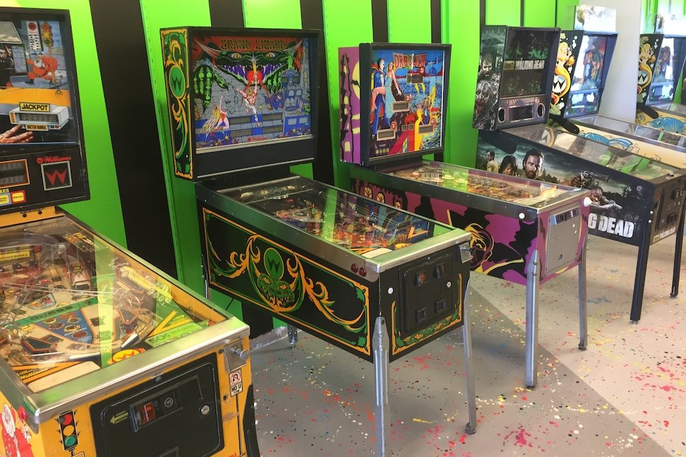 Along with dozens of arcade machine cabinets, some 15 pinball machines are part of the new venture’s offerings.