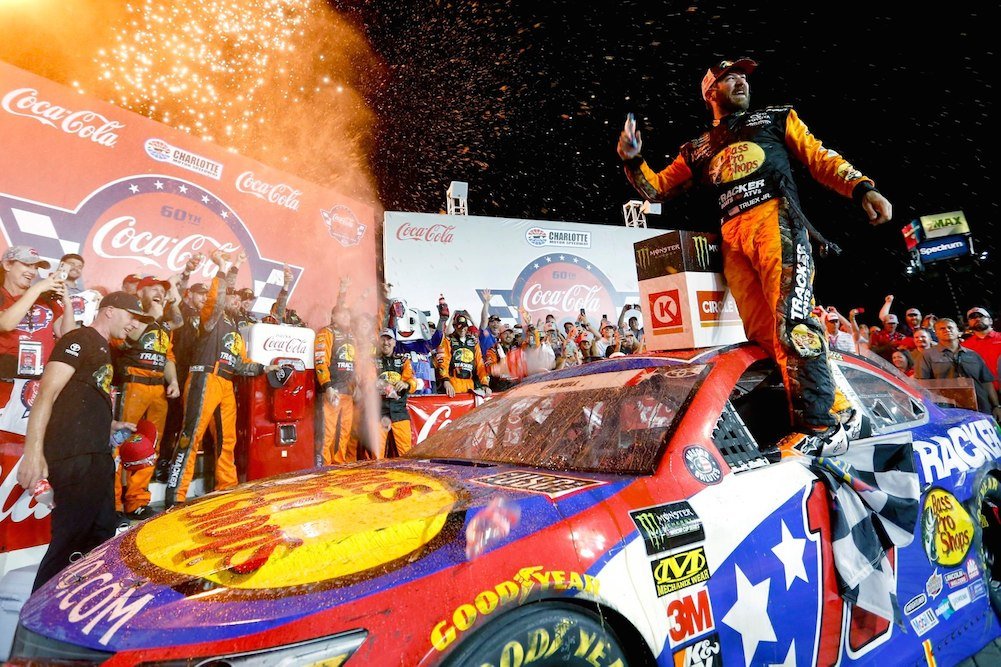 Martin Truex Jr. celebrates his win at the Coca-Cola 600.