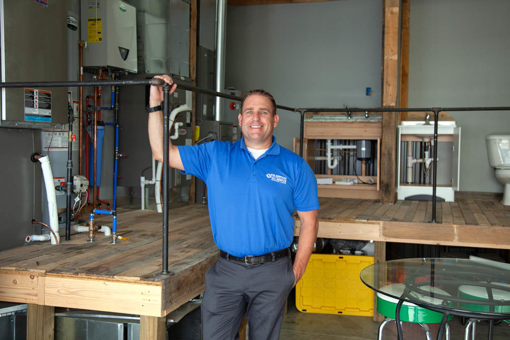 HANDS-ON: Rich Callahan, general manager of Air Services Heating and Cooling/All Service Professional Plumbing, utilizes a hands-on classroom for new employees.