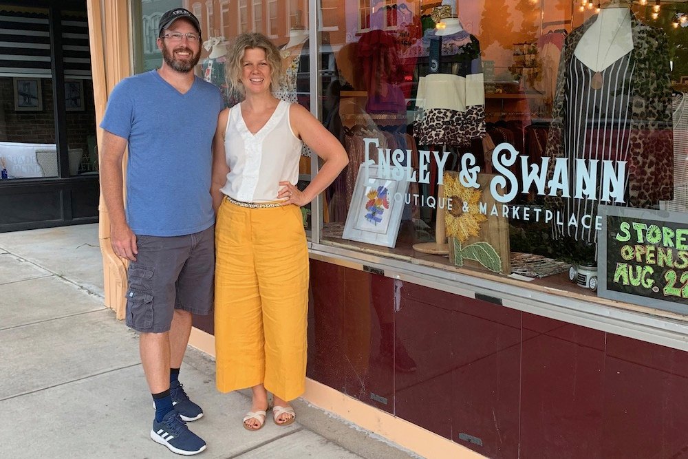 Husband-and-wife Matt and Andrea Battaglia own new Commercial Street business Ensley & Swann Boutique & Marketplace.
