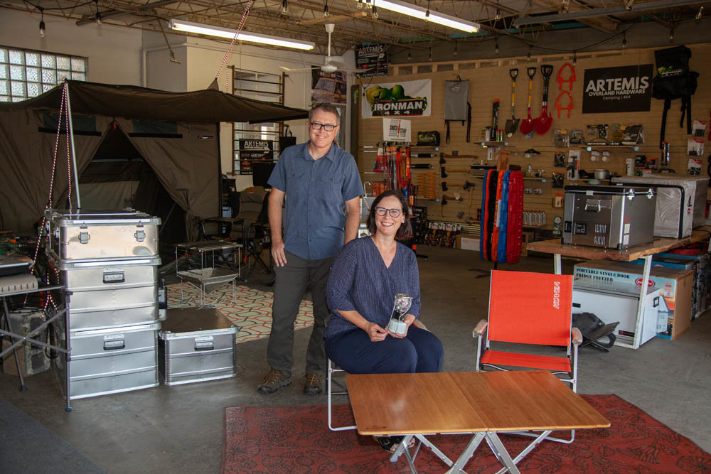 READY FOR ANYTHING: Artemis Overland Hardware, co-owned by husband and wife Aaron Matkowski and Keri Franklin, is in new digs on Tampa Street.